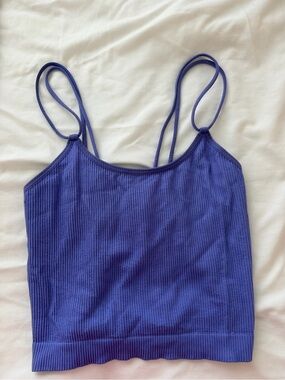 Women's Ribbed Spaghetti Strap Crop Top - Purple